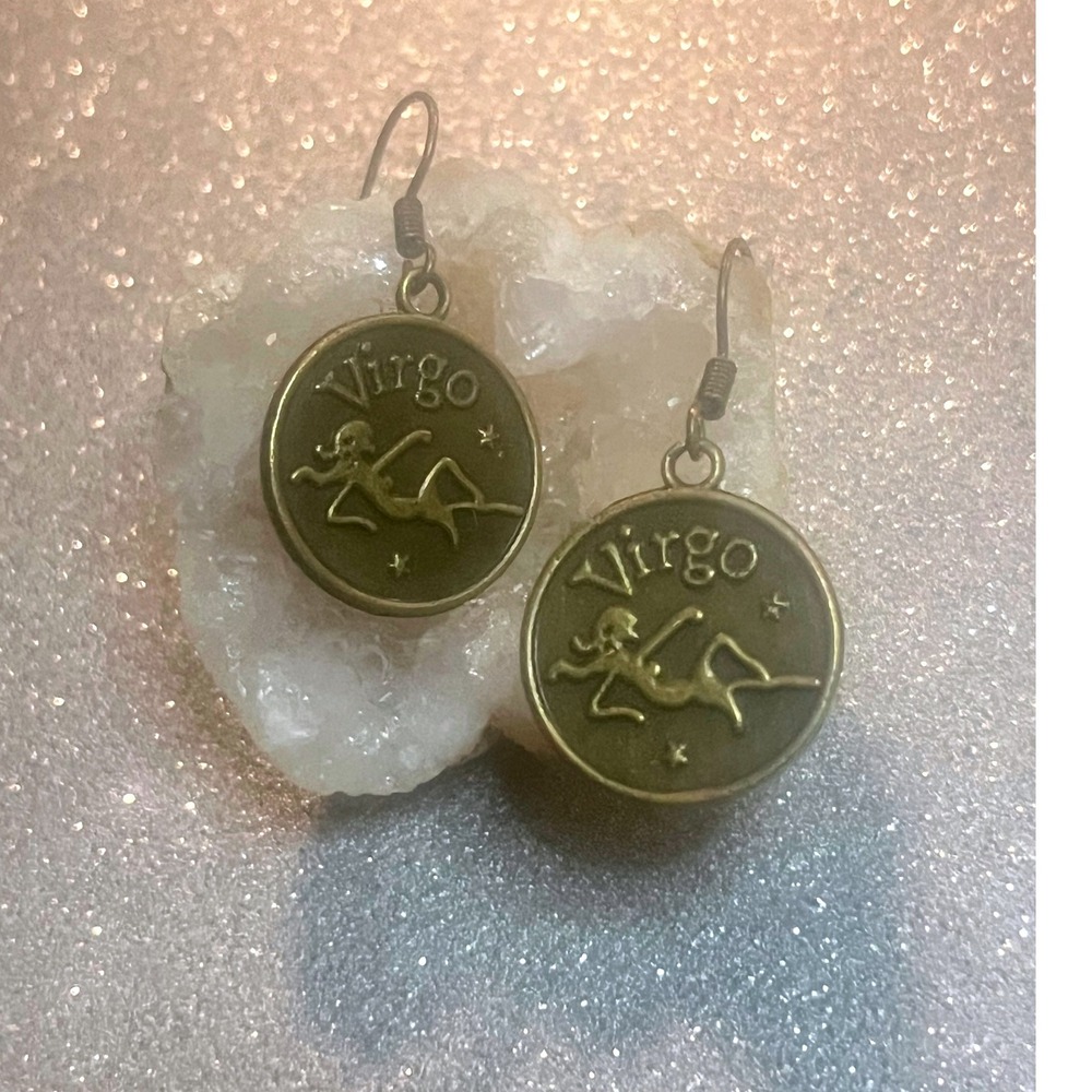 Virgo Zodiac Earrings, Astrology, Horoscope Sign, Celestial Jewelry, Gift -New